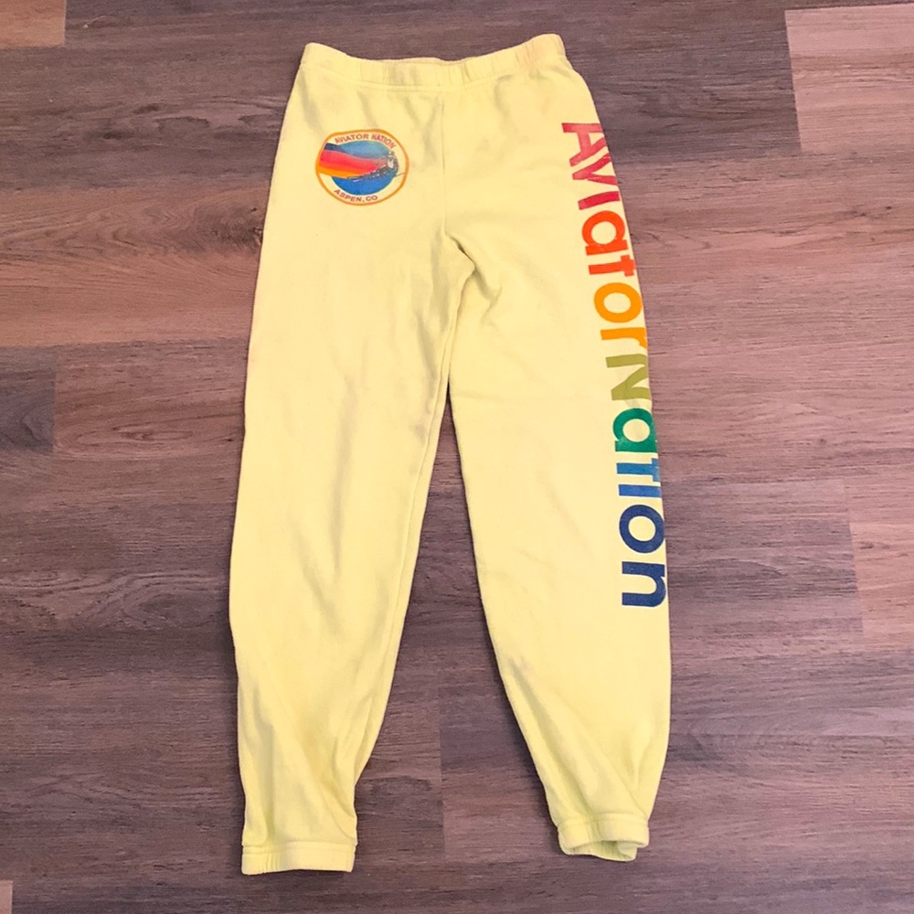 ‼️🔔MAY NOT BE SELLING!!‼️🚨Yellow Aspen Aviator Nation Sweat Petite.